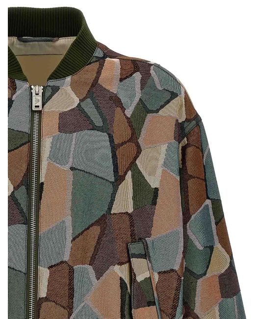 Emporio Armani Green Fancy Printed Bomber Jacket for men