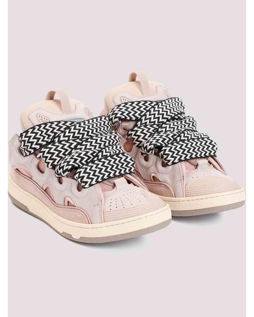 Lanvin Pink Leather Curb Sneakers