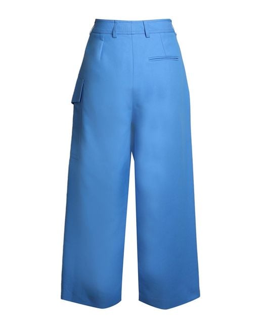 Stella McCartney Blue Cropped Cotton Trousers