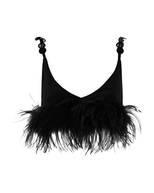 Pinko Black Top With Feathers