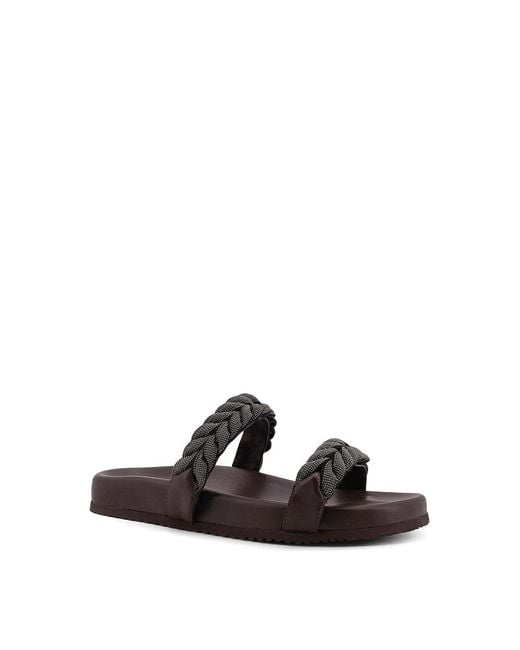 Brunello Cucinelli Brown Leather Sandals With Braided Monile Detail