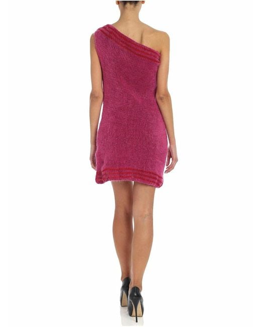 Vivienne Westwood Red Worked Wool One-Shoulder Dress