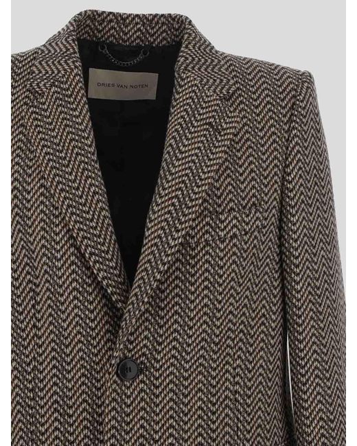 Dries Van Noten Gray Multicolor Coat With Long Sleeves for men