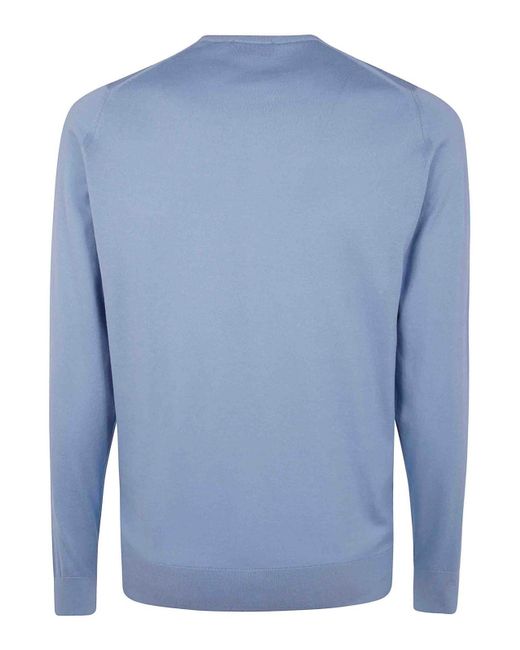John Smedley Blue Hatfield Long Sleeves Crewneck Pullover for men