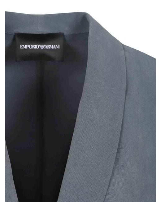 Emporio Armani Blue Single-Breasted Blazer