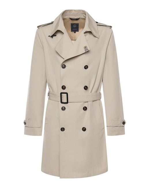 Fay Natural Cotton-Blend Microfaille Trench Coat for men