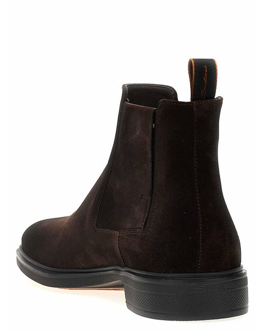Santoni Brown Suede Ankle Boots for men