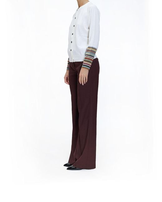 Paul Smith White Cardigan Merinos Maniche Stripes