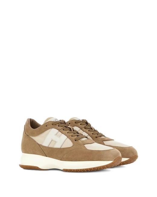 Hogan Natural Interactive Suede And Fabric Sneakers for men