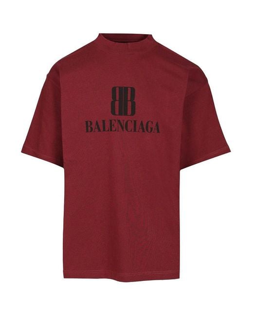 Balenciaga Red T-Shirt With Logo for men