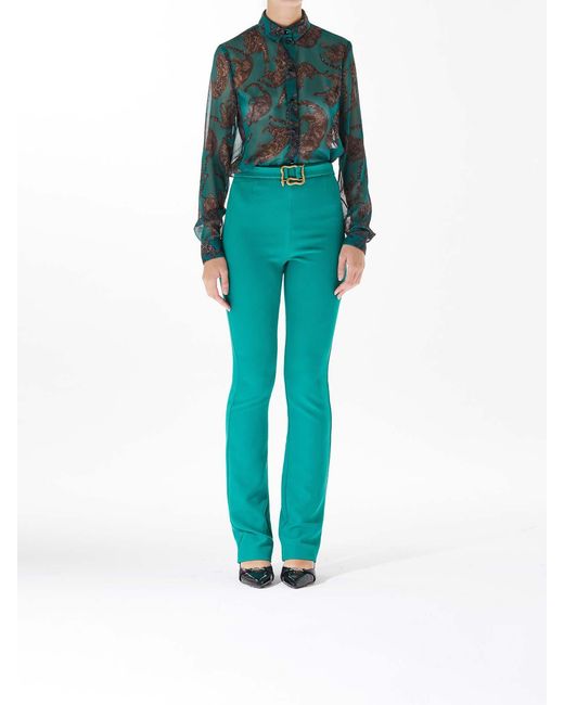 Just Cavalli Green Artiglio Cady Trousers