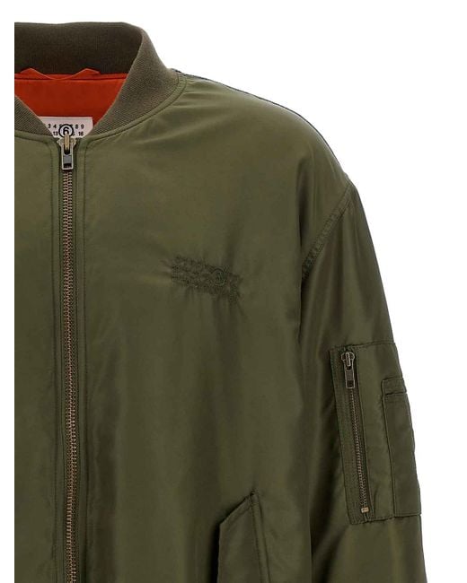 MM6 by Maison Margiela Green Bimaterial Bomber Jacket for men