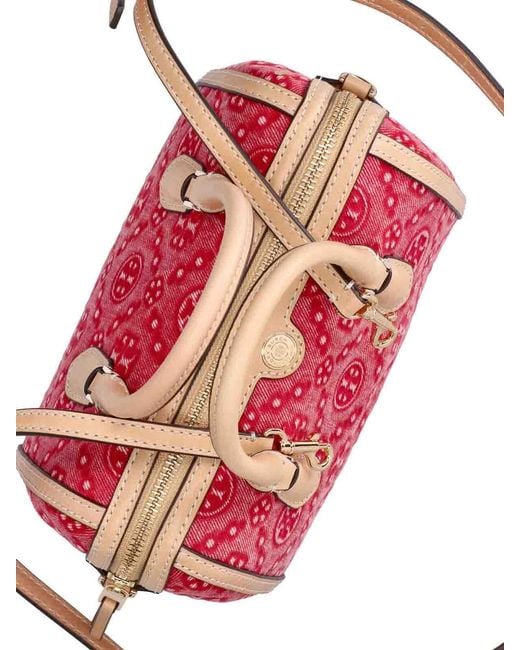 Tory Burch Pink T Monogram Petite Barrel Handbag
