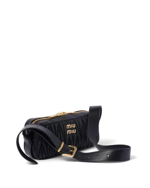 Miu Miu Black Matelass Nappa Leather Shoulder Bag