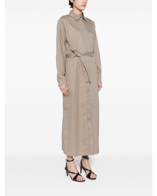 Peserico Natural Taupe Dress With Waist Belt
