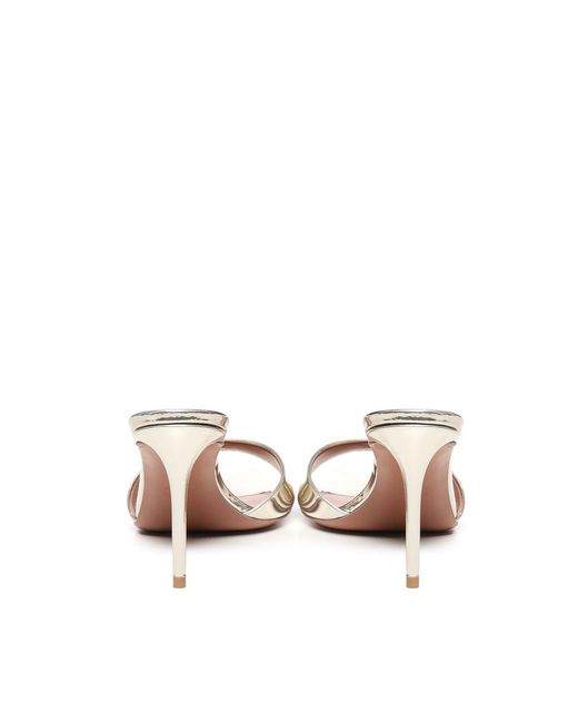 Giuliano Galiano White Alixia Mirror Leather Mules