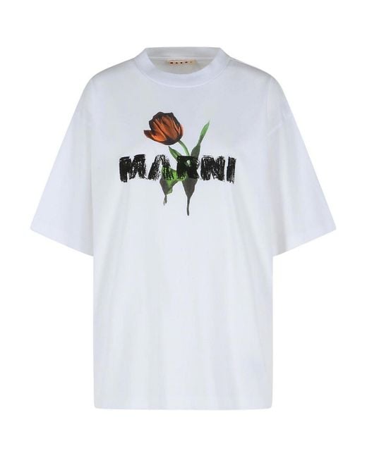Marni White T-Shirt With Logo