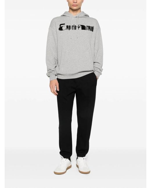 ARMANI EXCHANGE Gray Logo Cotton Hoodie for men