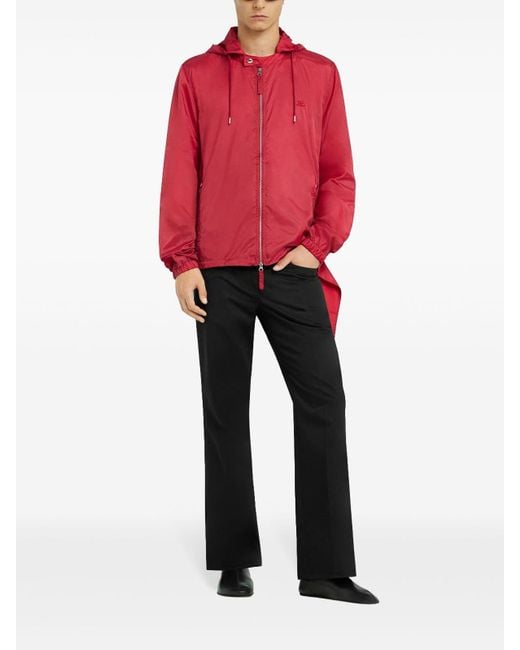Courreges Red Hooded Windbreaker for men