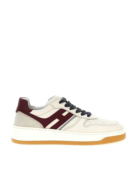 Hogan White H630 Logo Patch Lace-Up Sneakers