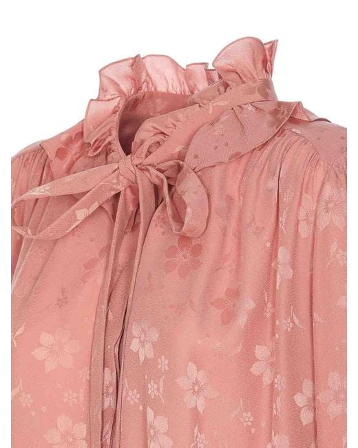 Chloé Pink Fluid Jacquard Silk Shirt