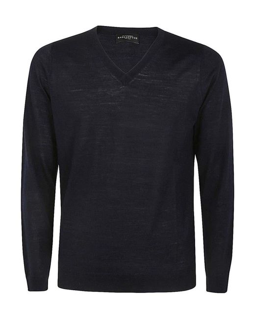 Ballantyne Blue V Neck Slim Fit Pullover for men