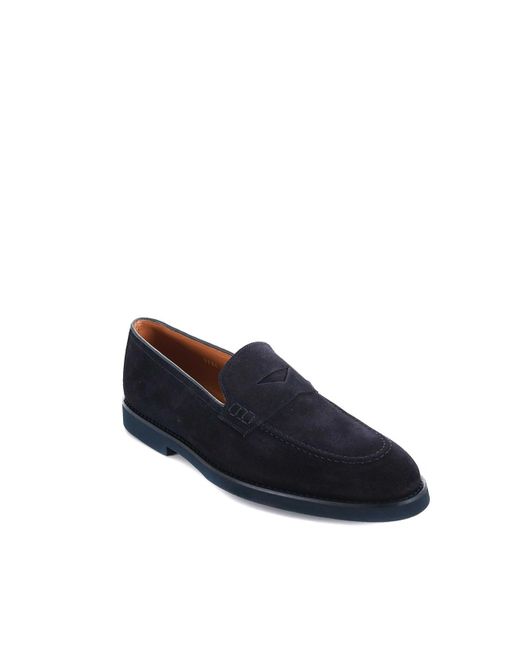 Doucal's Blue Doucals Suede Moccasins for men