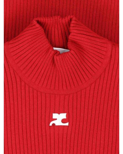 Courreges Red Logo Turtleneck