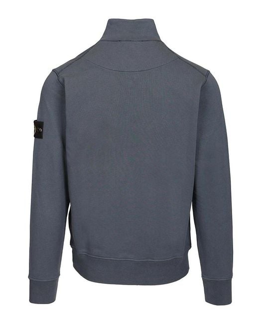 Stone Island Gray Organic Cotton Sweatshirt With Short Zip for men