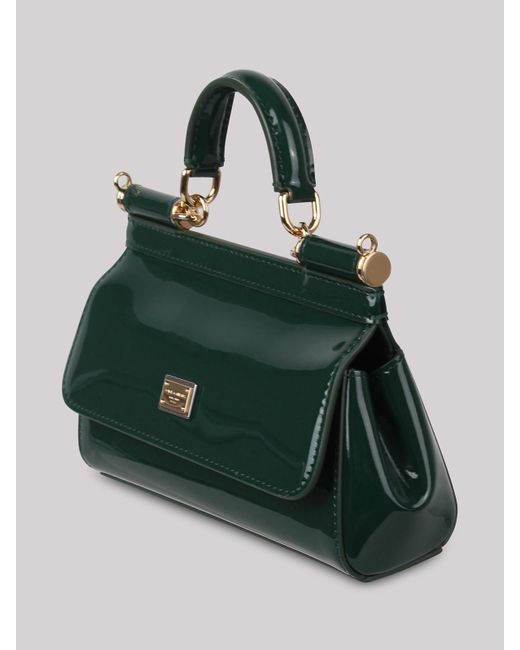 Dolce & Gabbana Green Small Sicily Bag In Patent Leather