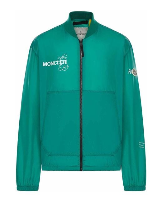 Moncler Green Ostria Bomber Coated Canvas Fragment for men