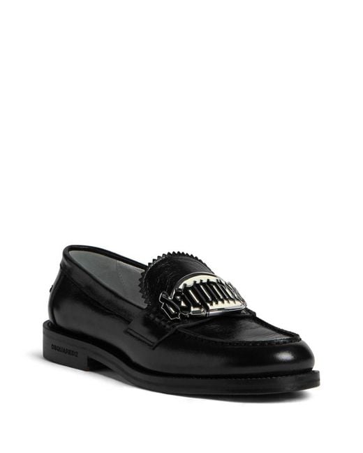 DSquared² Black Leather 'Loafers' Shoes
