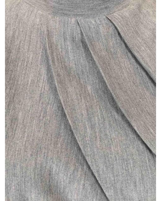 Givenchy Gray Draped Wool Blend Turtleneck Sweater