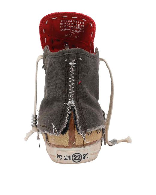 Maison Margiela Pink High Top Sneakers With Destructured Details for men