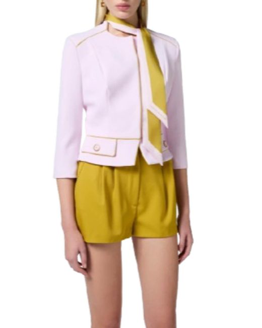 Elisabetta Franchi Pink Crepe Jacket With Two-Tone Scarf