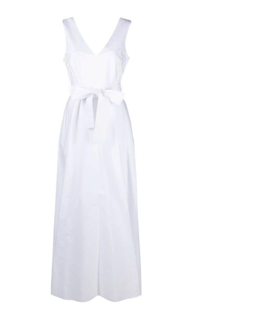 P.A.R.O.S.H. White V-neck Flared Maxi Dress