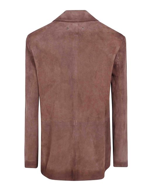 Golden Goose Deluxe Brand Brown Journey Robyn Leather Jacket Waxed Suede