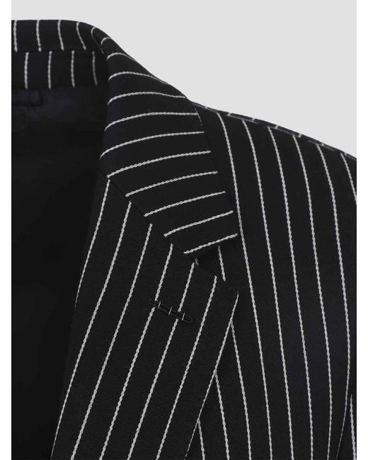 Tom Ford Black Striped Wool Barathea Jacket