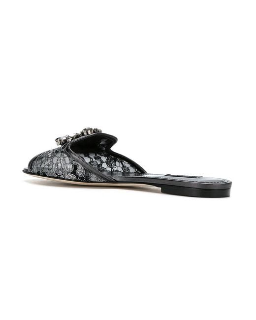 Dolce & Gabbana Metallic Flat Lace Sandals