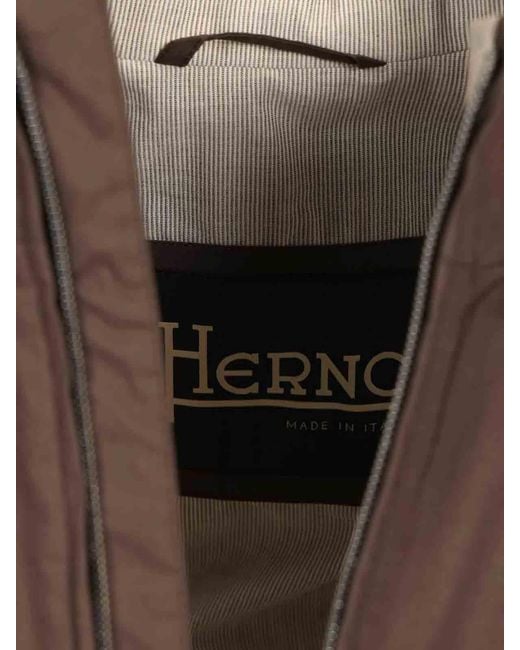 Herno Brown Stretch Cotton Bomber Jacket for men