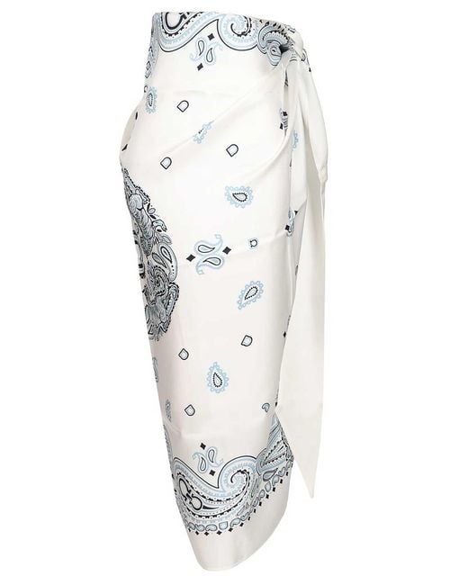 Ferragamo White Arabesque Print Silk Sarong