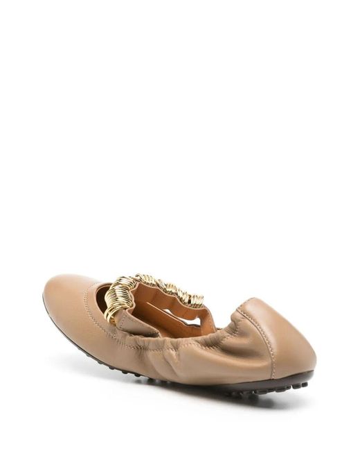 Tod's Natural Rings Strap Nappa Leather Ballerinas
