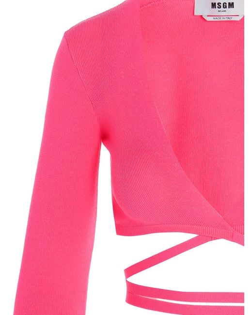 MSGM Pink Cropped Sweater