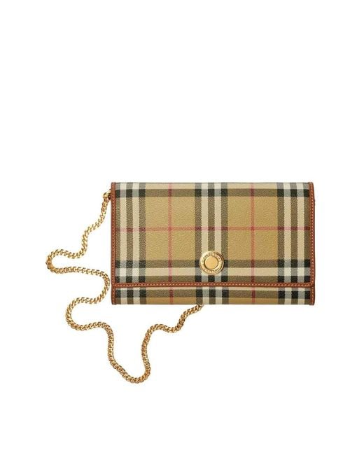 Burberry Natural Check Chain Strap Wallet