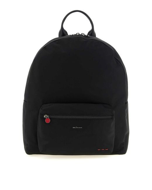 Kiton Black Logo Backpack for men