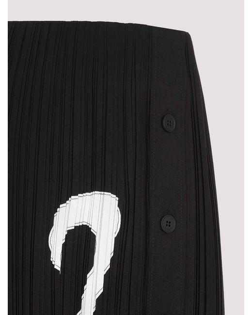Lanvin Black Two-Toned Straight Hem Pleated Skirt