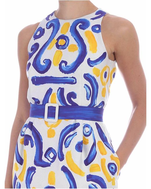 Moschino Blue Majolica Print Sleeveless Dress