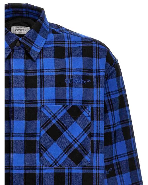 Off-White c/o Virgil Abloh Blue Checked Flannel Shirt for men