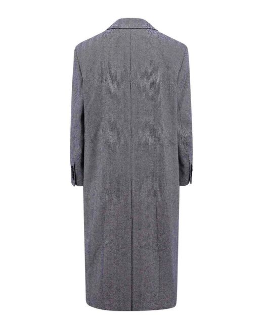 AMI Gray Virgin Wool Coat With Herringbone Motif for men
