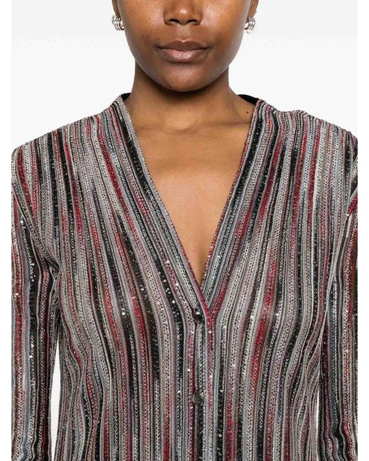 Missoni Gray Striped Long Cardigan